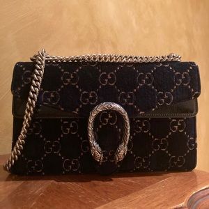GUCCI DIONYSUS VELVET MIDNIGHT BLUE GG SHOULDER BAG